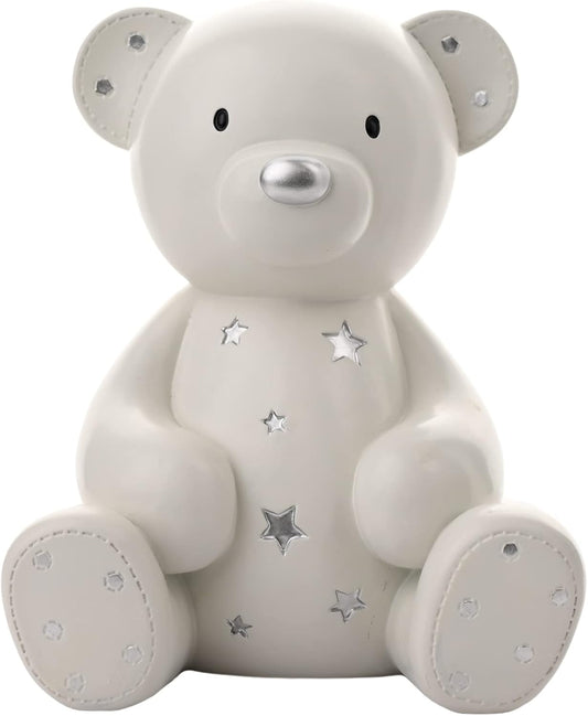 Bambino White Resin Teddy Bear Money Box