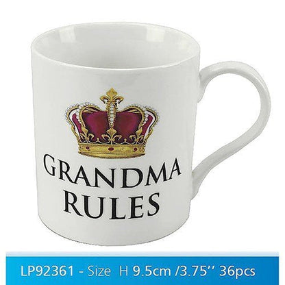Grandma Rules White Novelty Sentimental Mug with Presentation Box