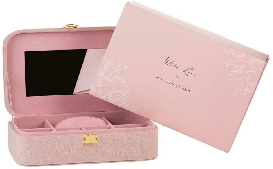 Amore Blush Pink Velvet Covered Jewellery Box