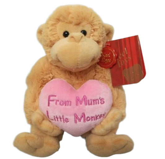 "Mum's Little Monkey" Medium Sized Sentimental Monkey Style Teddy Bear with Love Heart