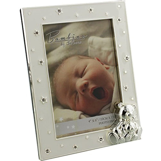 Bambino Silverplated Teddy & Star Photo Frame 4" x 6"