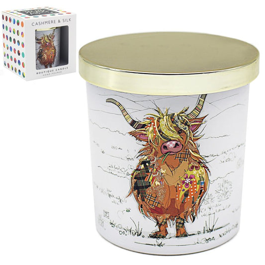 Lesser & Pavey Bug Art Candle with Gold Lid ~ Hamish Highland Cow