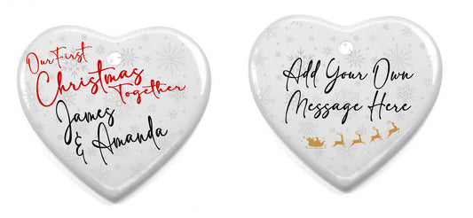 Our First Christmas ~ Personalised Ceramic Heart Ornament ~ Gift ~ Decoration