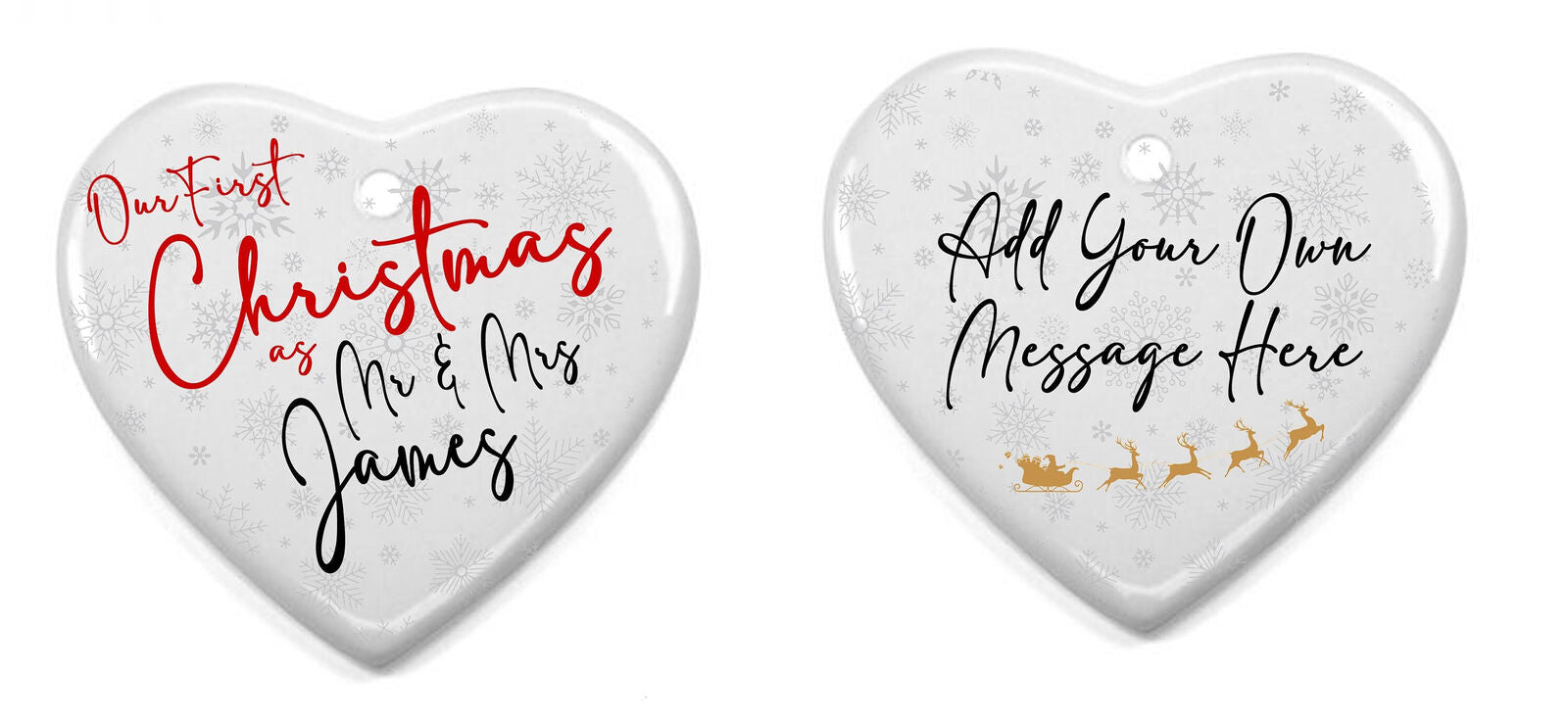 Our First Christmas ~ Personalised Ceramic Heart Ornament ~ Gift ~ Decoration