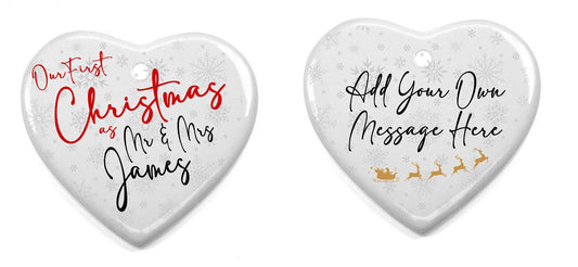 Our First Christmas ~ Personalised Ceramic Heart Ornament ~ Gift ~ Decoration