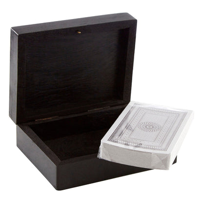 Churchill Games Black Wood Playing Card Box