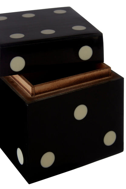 Churchill Games Black And White Dice Box With 5 Dice