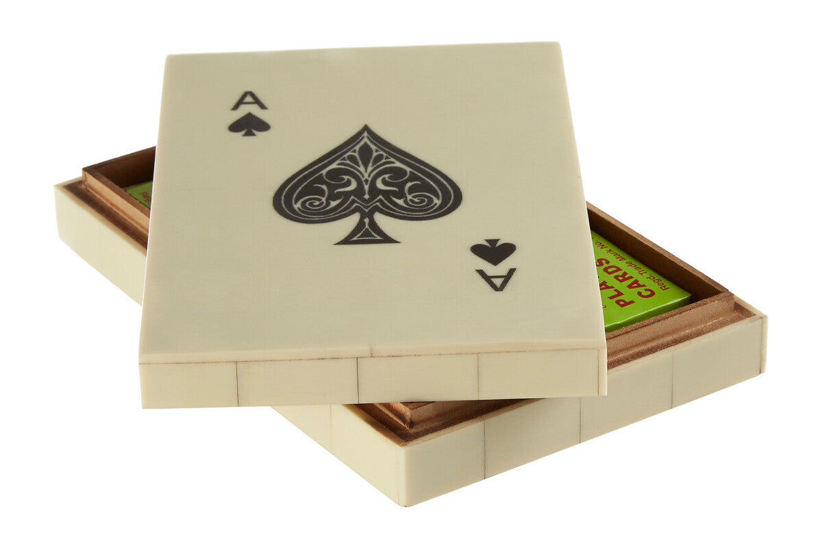 Churchill Games Cream and Black Double Card Box with Playing Cards