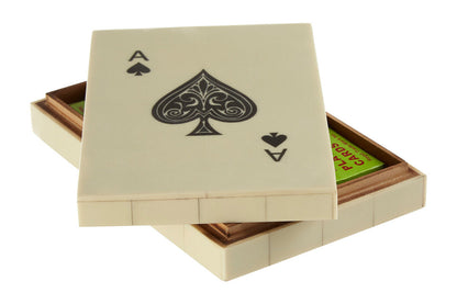 Churchill Games Cream and Black Double Card Box with Playing Cards