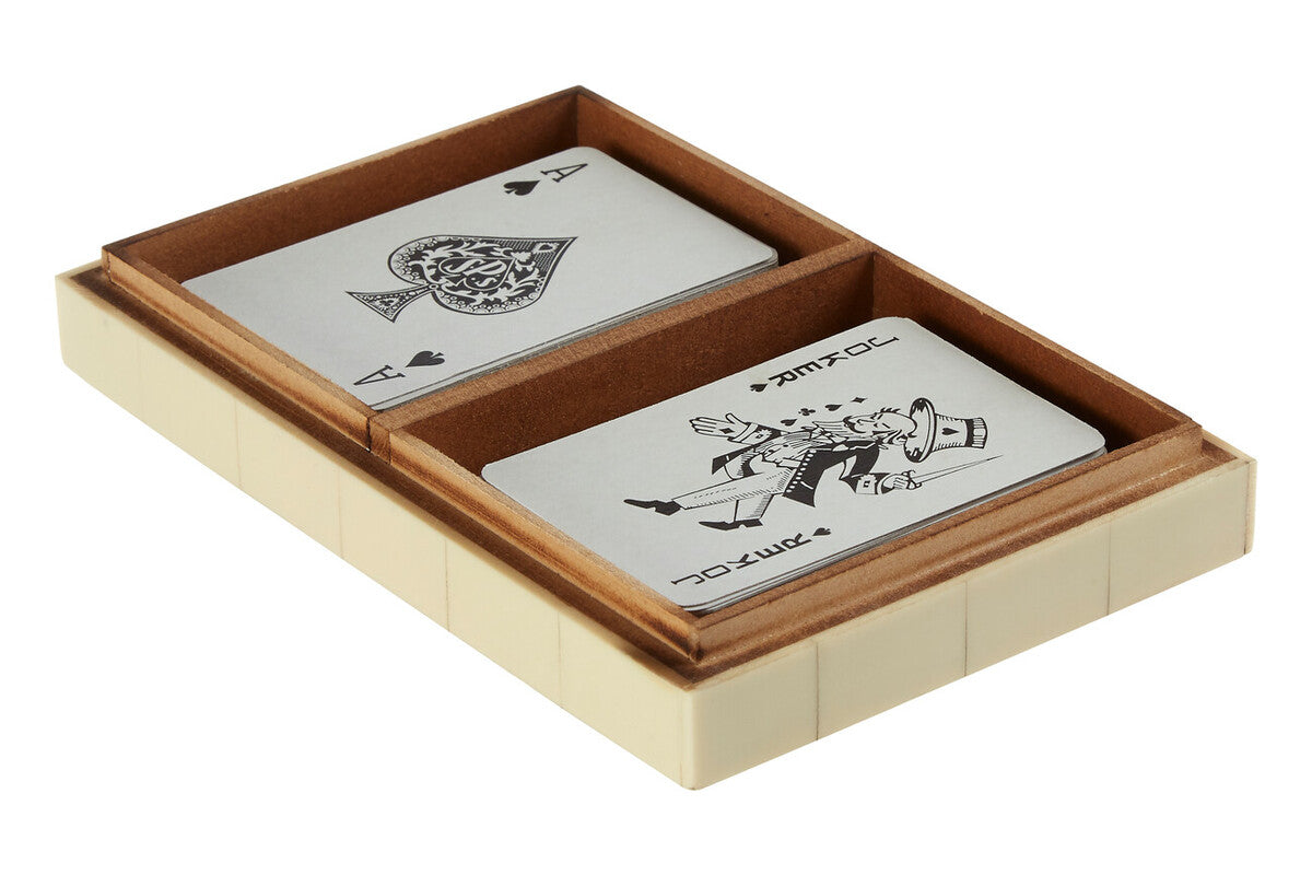 Churchill Games Cream and Black Double Card Box with Playing Cards