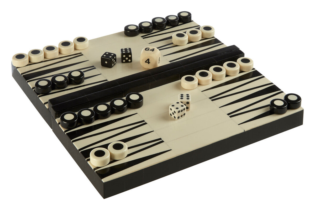Churchill Games Black And White Foldable Backgammon Set