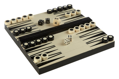 Churchill Games Black And White Foldable Backgammon Set