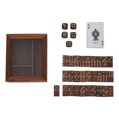 Churchill Games Set With Dominoes Dice and Playing Cards