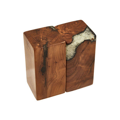 Sakra Set Of 2 Teak and Resin Bookends