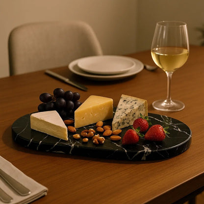 Salmo Oval Black Marble Serving Board