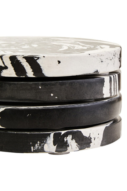 Set of Four Black and White Marble Coasters | Helsa