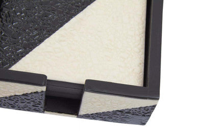 Ezra Set Of Four Black And White Coasters With Holder