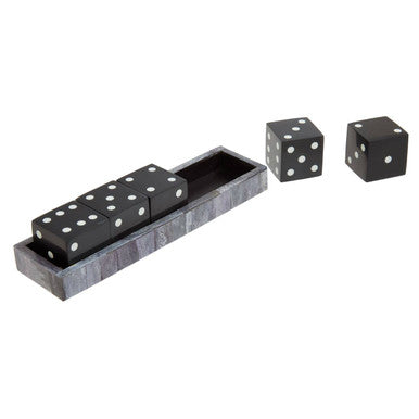 Churchill Games Grey Bone Dice Set with Black Dice