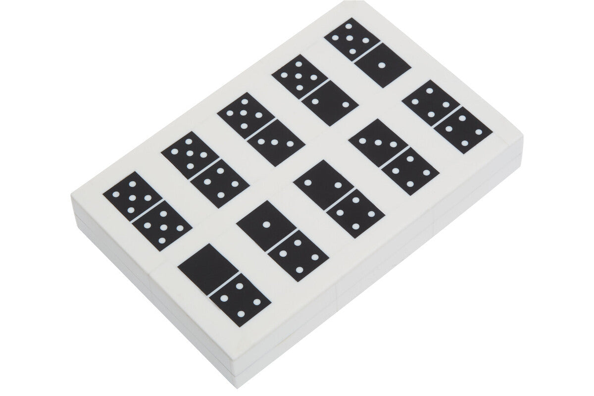 Churchill Games Black and White Rectangular Domino Box