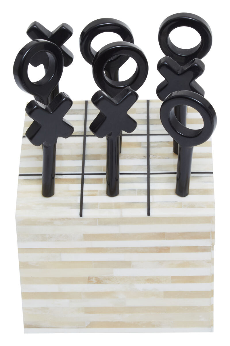Churchill Games Cream and Black Bone Noughts & Crosses