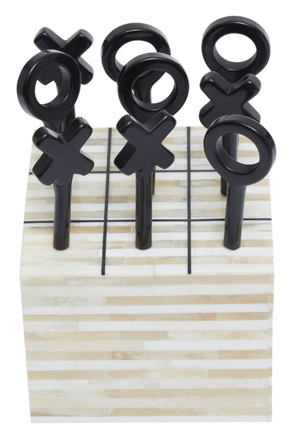 Churchill Games Cream and Black Bone Noughts & Crosses