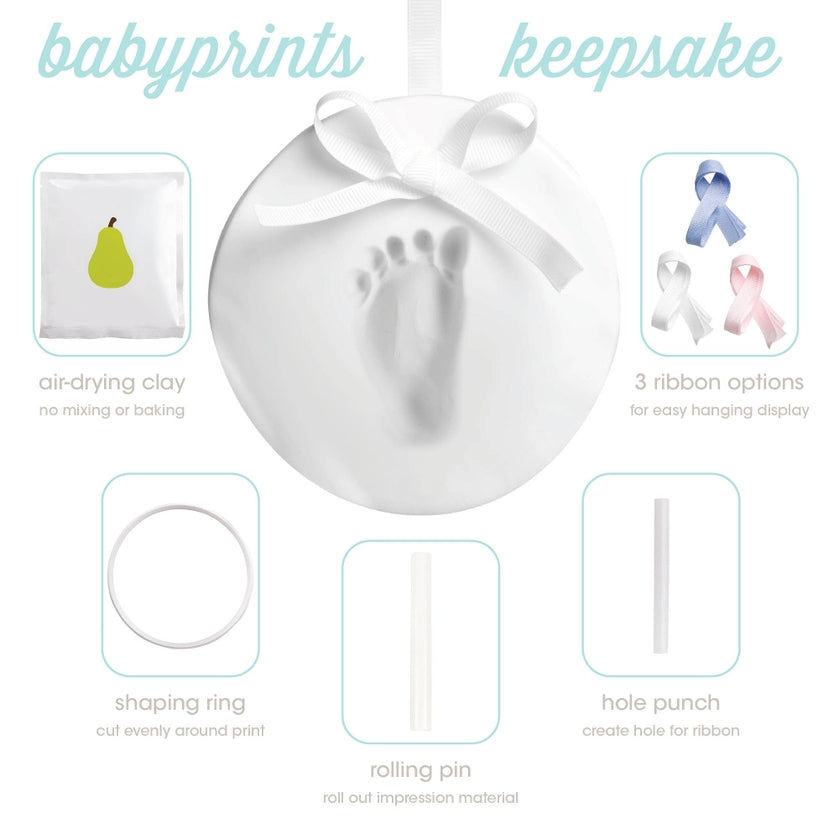 Babyprints Keepsake Hand / Foot Print Hanging Ornament, White