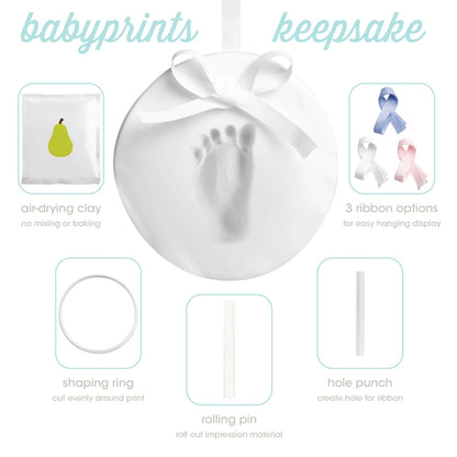 Babyprints Keepsake Hand / Foot Print Hanging Ornament, White