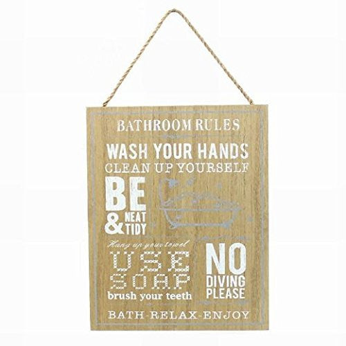 Wooden Sign: Bathroom Rules