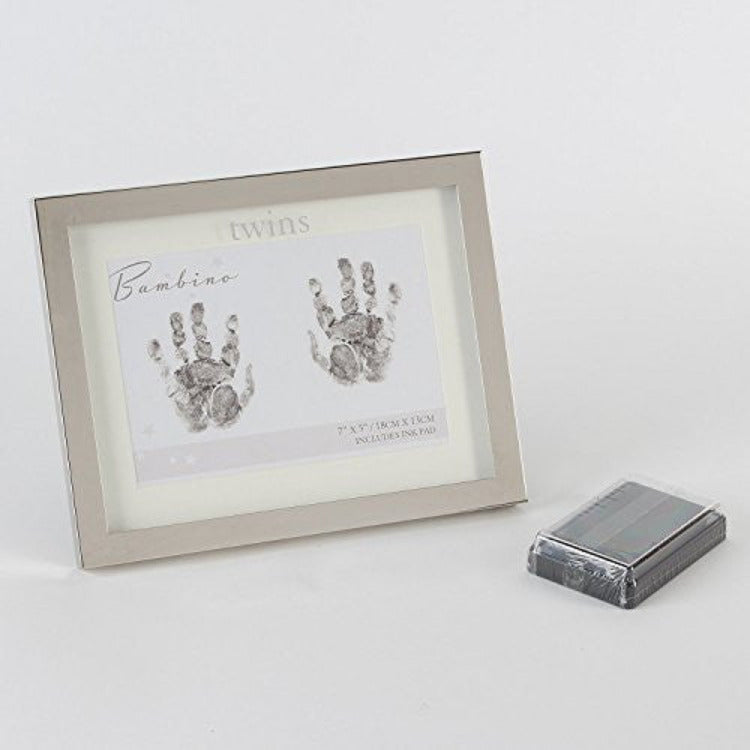 Bambino Silverplated Twins Impression Handprint Footprint Kit with Ink Pad