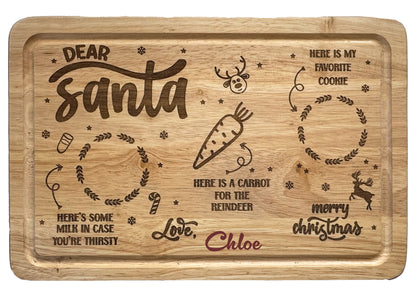 Personalised Rubberwood Santa Treats Christmas Eve Board