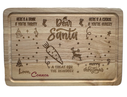 Personalised Rubberwood Santa Treats Christmas Eve Board