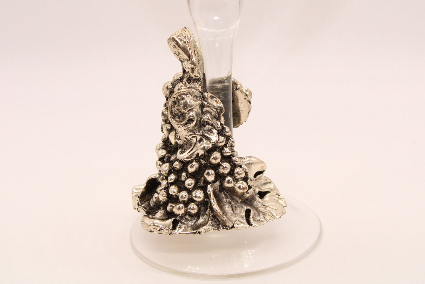 Time Kristal Hand Made Italian Glass Candle Holder with Cast Silver Grapes