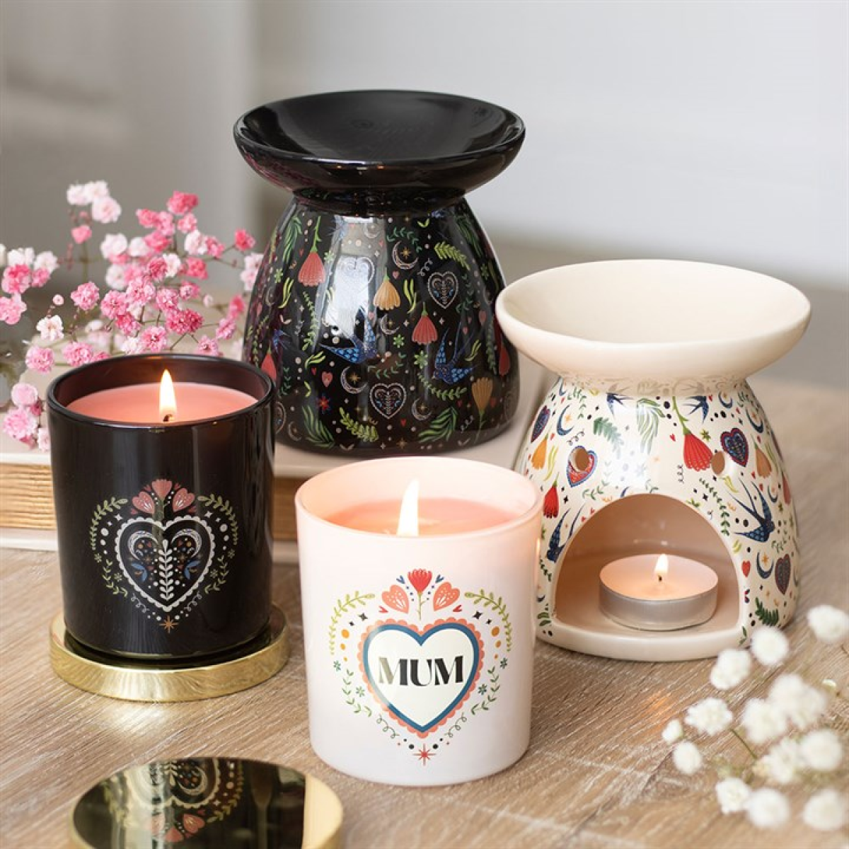 Mum Folk Heart French Tulip Candle