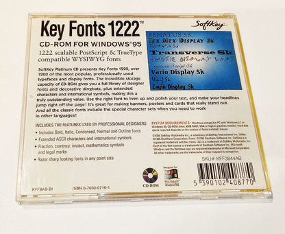 1996 Softkey CD-ROM of Key Fonts 1222 for Windows