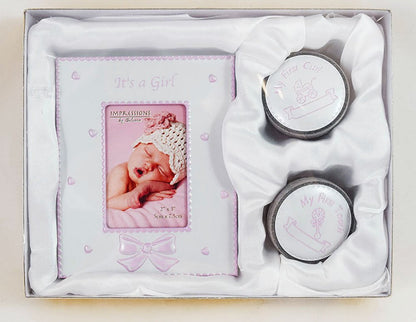 Its A Girl Frame My First Curl Tooth Gift Set New Baby Pink Picture Keepsake