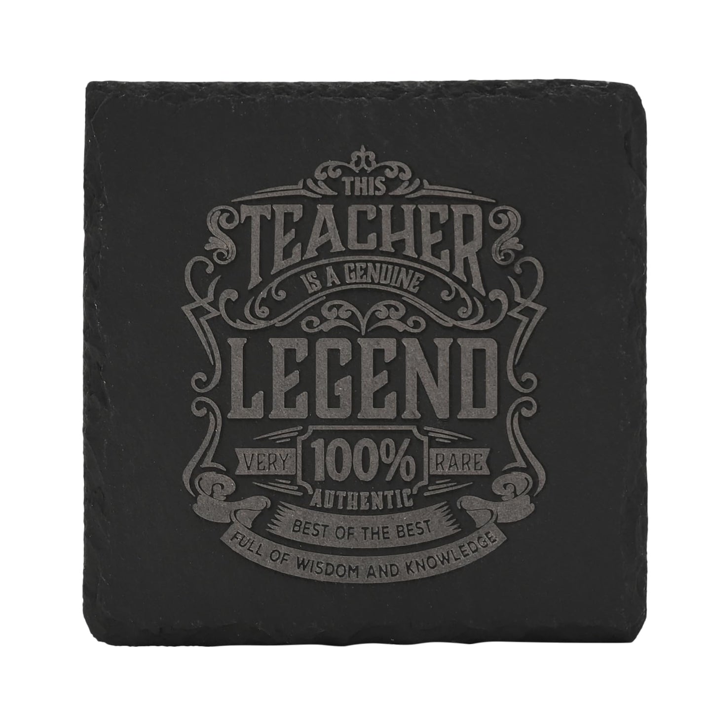 Harvey Makin Legend Gifting Series Slate Coaster – Teacher - ‘This Teacher Is A Legend’ Black Stone Placemat