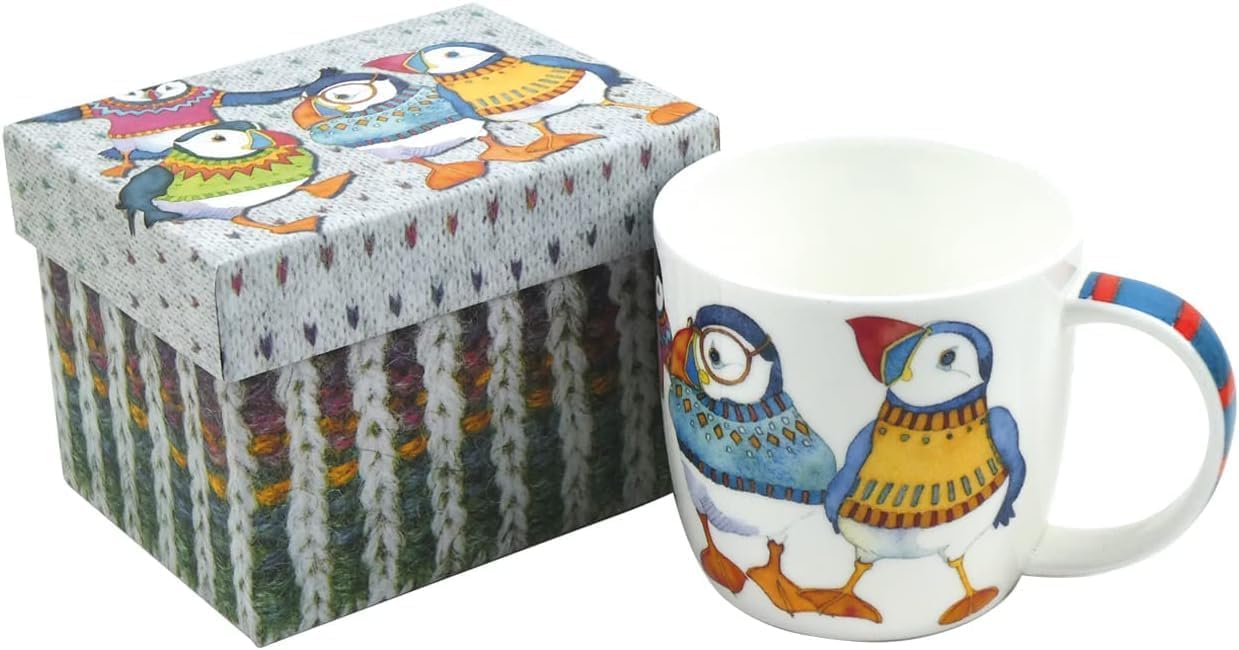 Emma Ball Woolly Puffins Boxed Bone China Mug 350ml