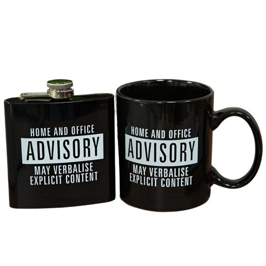 Humour Mug & Hip Flask Set - Explicit Content