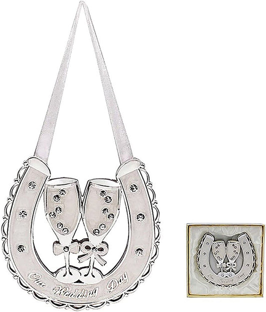 Silver Wedding Hanging Champagne Horseshoe