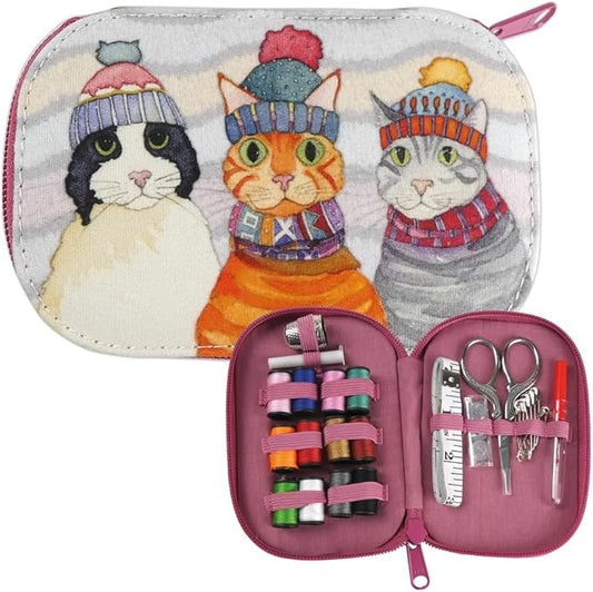 Emma Ball Cats in Hats Zipped Travel Sewing Set Kit
