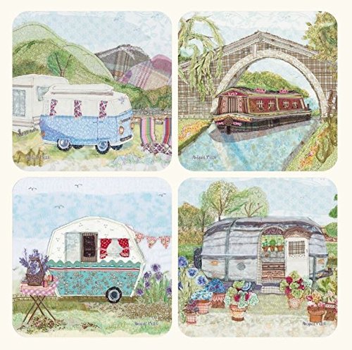 Cork Backed Laminated Coasters. Set of 4 - Abigail Mill Holliday by Emma Ball