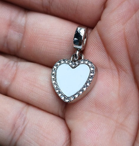 Personalised Diamante Heart Shaped Silver Photo Pendant & Sterling Silver Snake Chain