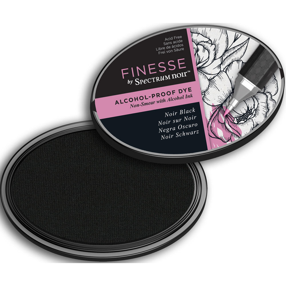 Finesse by Spectrum Noir Alcohol Proof Dye Inkpad: Noir Black