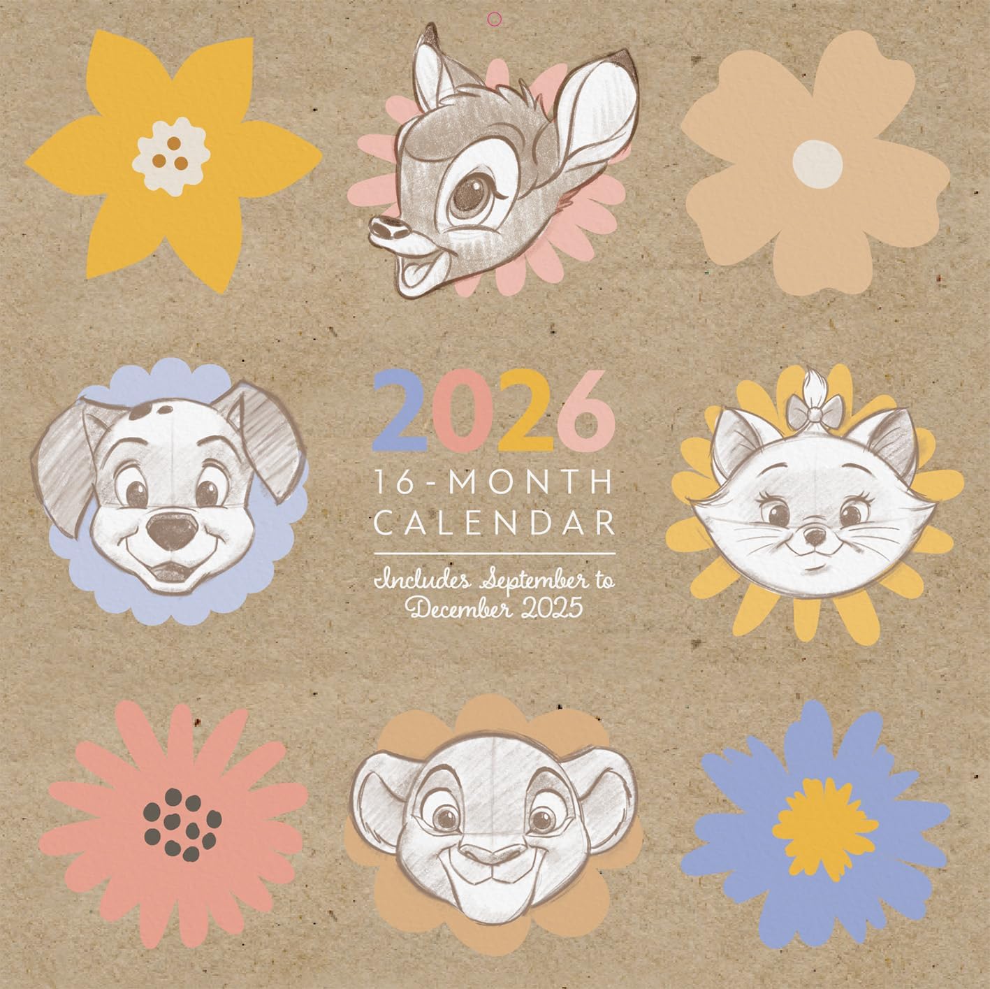 DISNEY CLASSICS (Artist Series) 2026 Square Wall Calendar – Official 16-Month Calendar Featuring Artistic Disney Characters