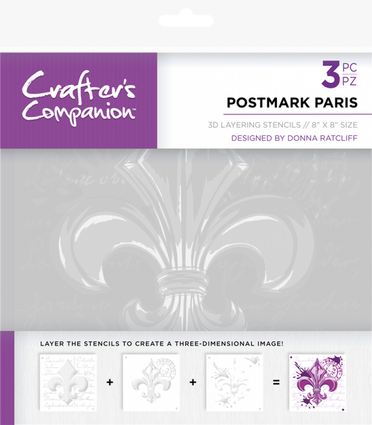 Crafters Companion 3D Layering Stencils - Postmark Paris