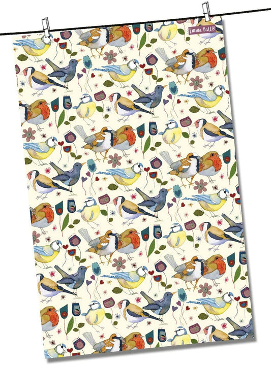 Emma Ball Cotton Tea Towel Stitched Birdies