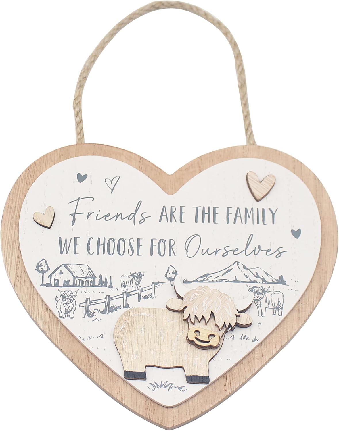 Love & Affection Highland Cow Wooden Plaque - Friends