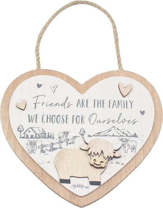 Love & Affection Highland Cow Wooden Plaque - Friends