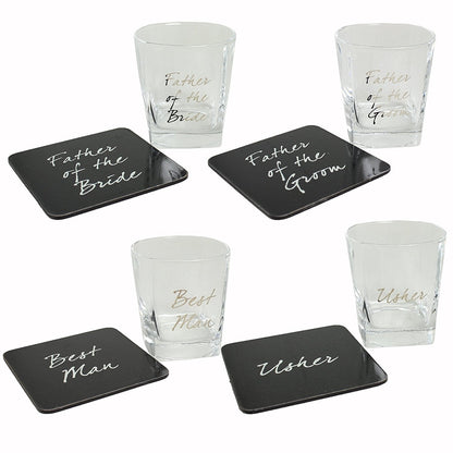 Wedding Best Man Whisky Glass & Coaster Thank You Gift