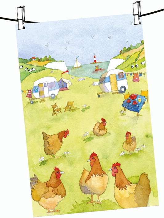 Glamping Cotton Tea Towel by Emma Ball